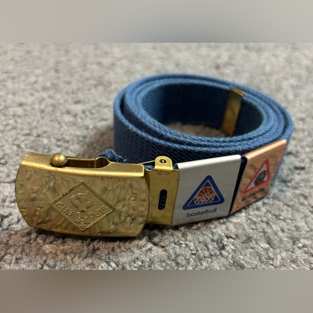 Cub Scouts Brass Belt Buckle Blue Award Basketball BB Shooting 40”